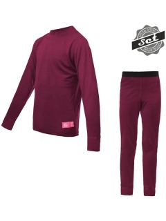 MERINO ACTIVE SENSOR dětský set trička s dlouhým rukávem a spodků, lilla