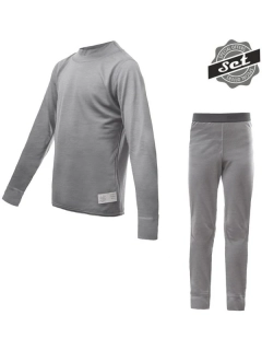 MERINO ACTIVE SENSOR dětský set trička s dlouhým rukávem a spodků, šedá