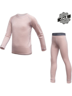 MERINO AIR SENSOR dětský/juniorský set trička s dlouhým rukávem a spodků, dusty pink