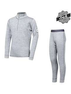 MERINO BOLD SENSOR dětský/juniorský set trička s dlouhým rukávem a spodků, cool gray